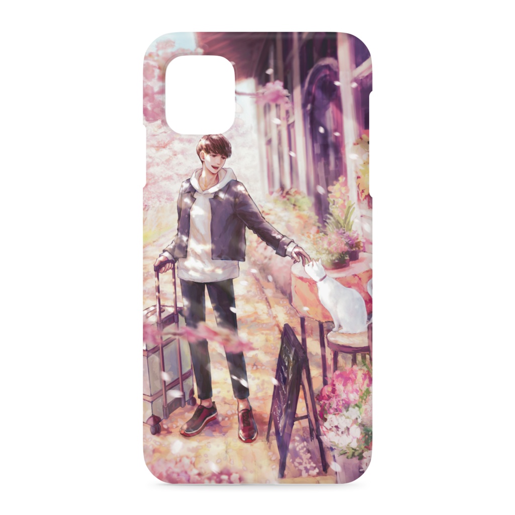 iPhoneケース:男の子と猫