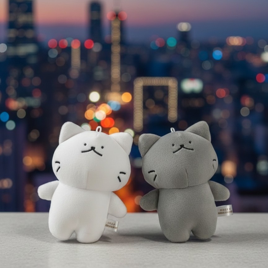 しろにゃん&くろにゃんぬいぐるみストラップ