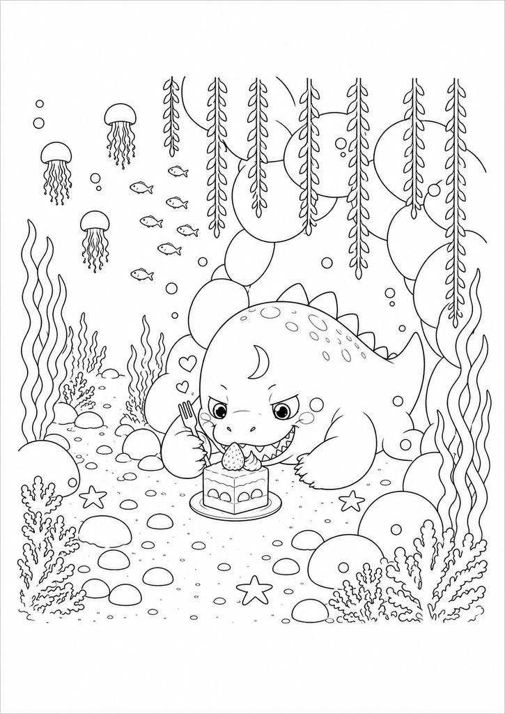 プチダイノ ウルス ぬりえ【大人用】 / Puchi Dyno Urus Coloring Page [Adult]