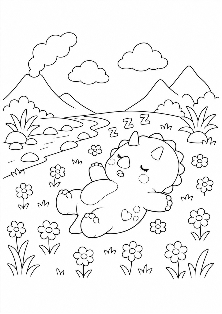 プチダイノ トプス ぬりえ【子供用】無料 / Puchi Dyno Tops Coloring Page [For Kids] Free