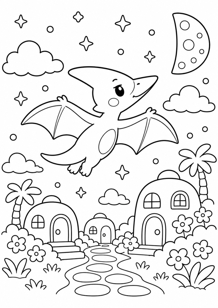 プチダイノ ラノド ぬりえ【子供用】無料 / Puchi Dyno Ranod Coloring Page [For Kids] Free
