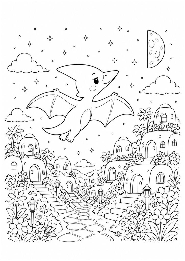プチダイノ ラノド ぬりえ【大人用】 / Puchi Dyno Ranod Coloring Page [Adult]