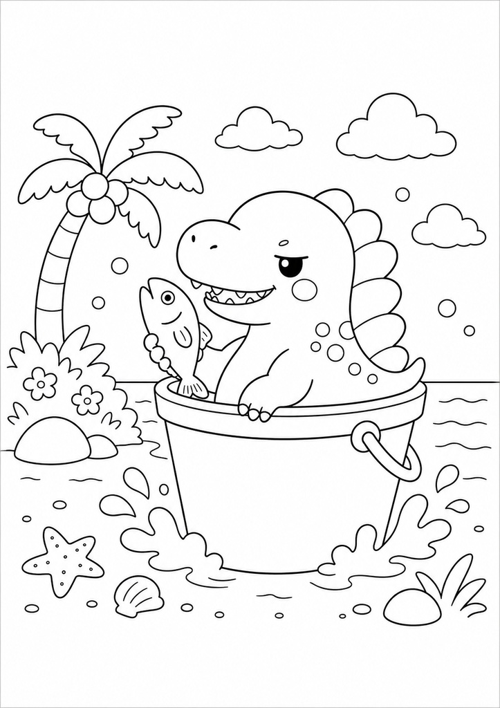 プチダイノ スピノ ぬりえ【子供用】無料 / Puchi Dyno Spino Coloring Page [For Kids] Free