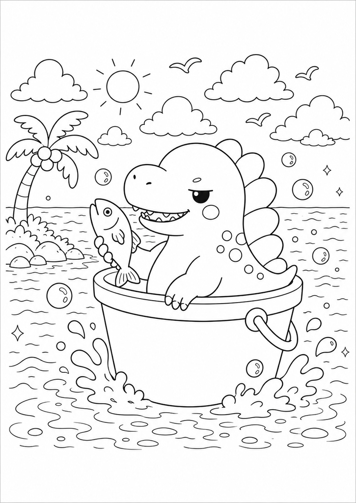 プチダイノ スピノ ぬりえ【大人用】 / Puchi Dyno Spino Coloring Page [Adult]