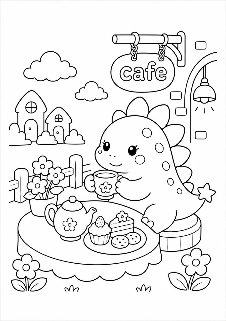 プチダイノ スー ぬりえ【子供用】無料 / Puchi Dyno Sue Coloring Page [For Kids] Free