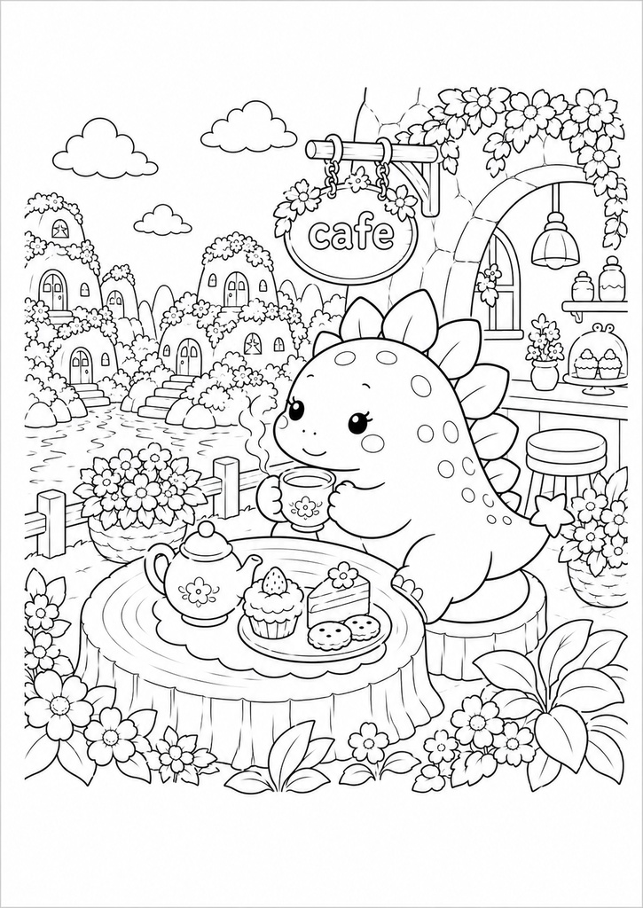 プチダイノ スー ぬりえ【大人用】 / Puchi Dyno Sue Coloring Page [Adult]