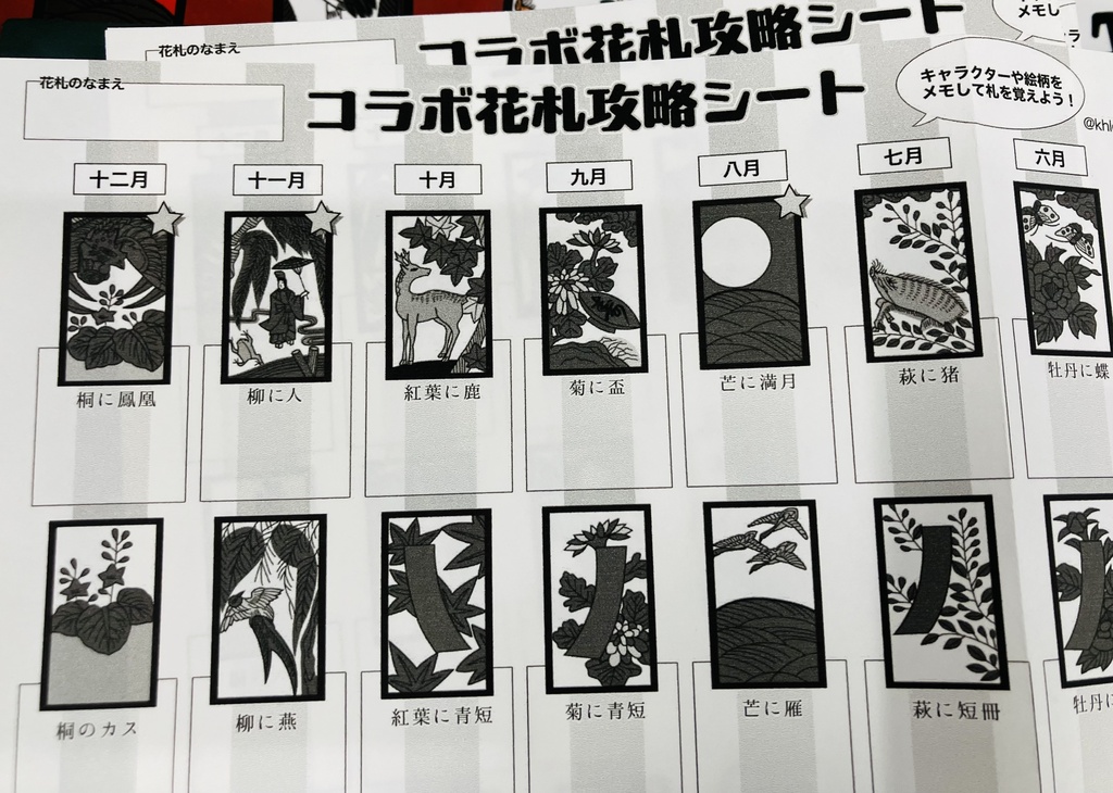【フリー配布】コラボ花札攻略シート