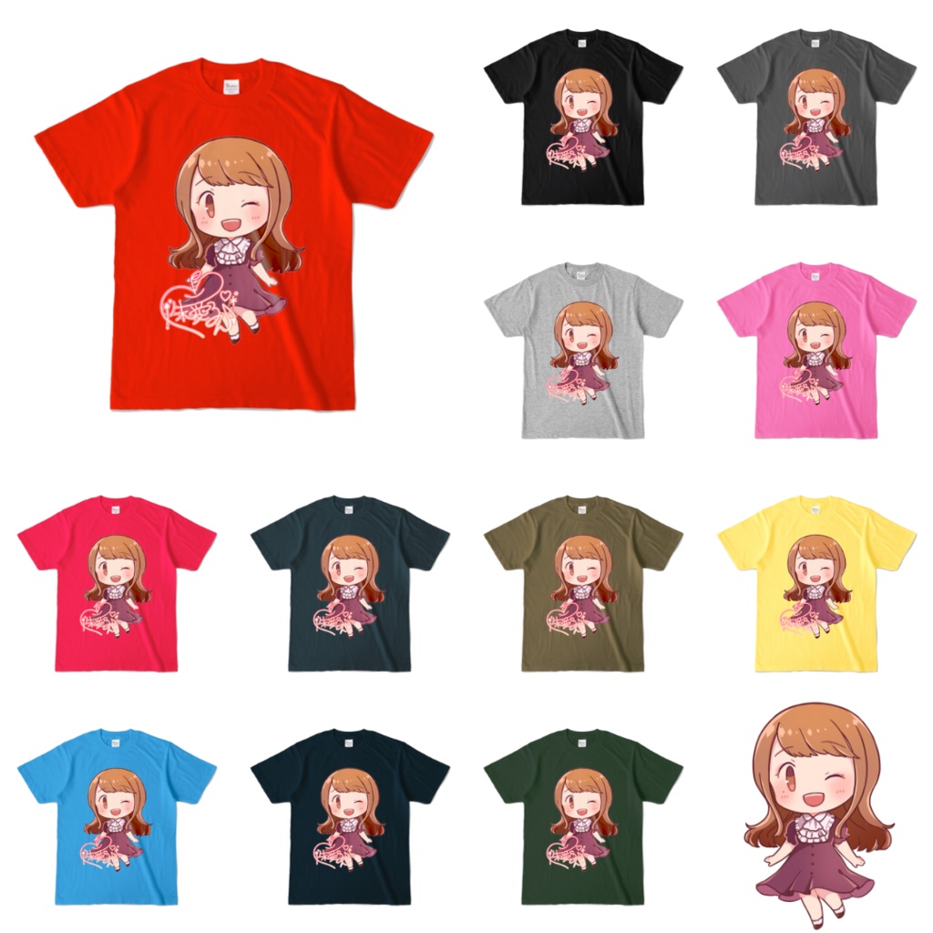リアるんちゃんカラーTシャツ(全12色) ウインクVer.