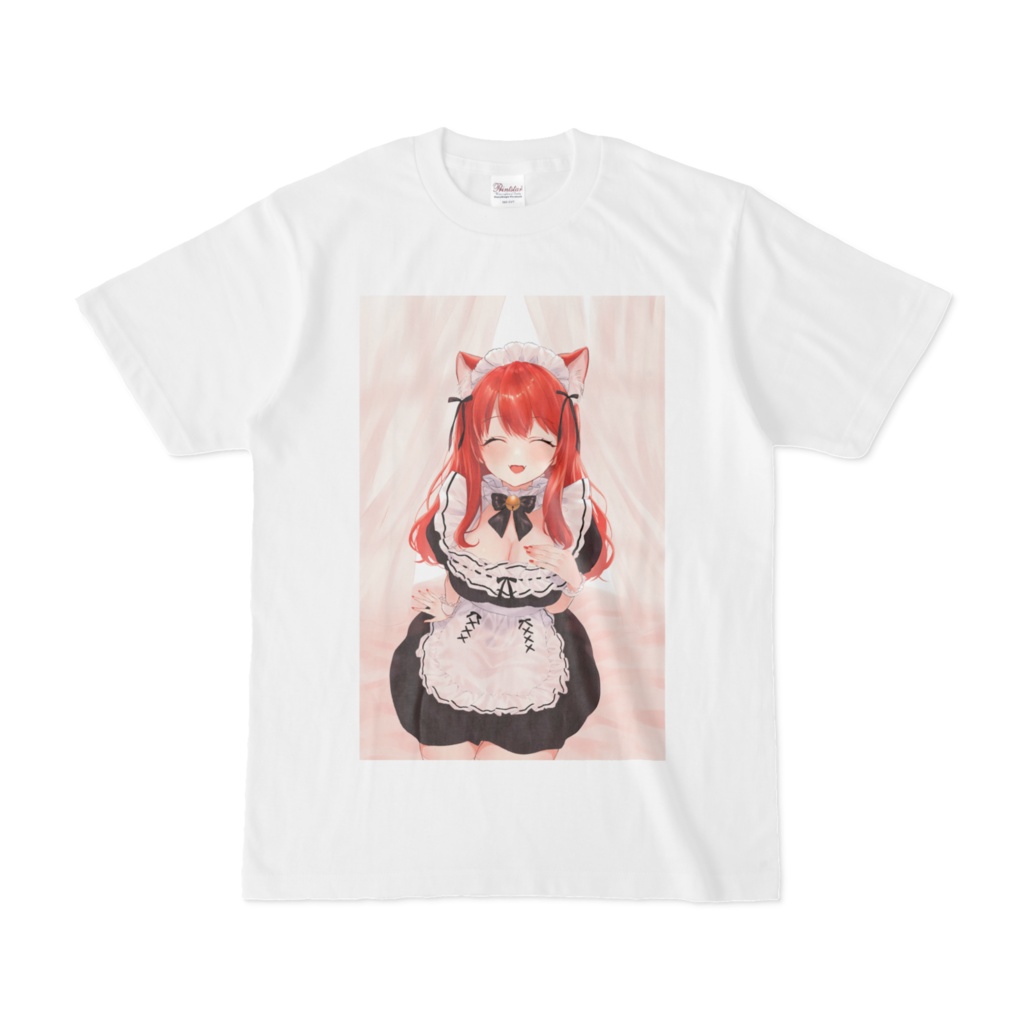 猫耳メイドTシャツ(白) にっこりVer.