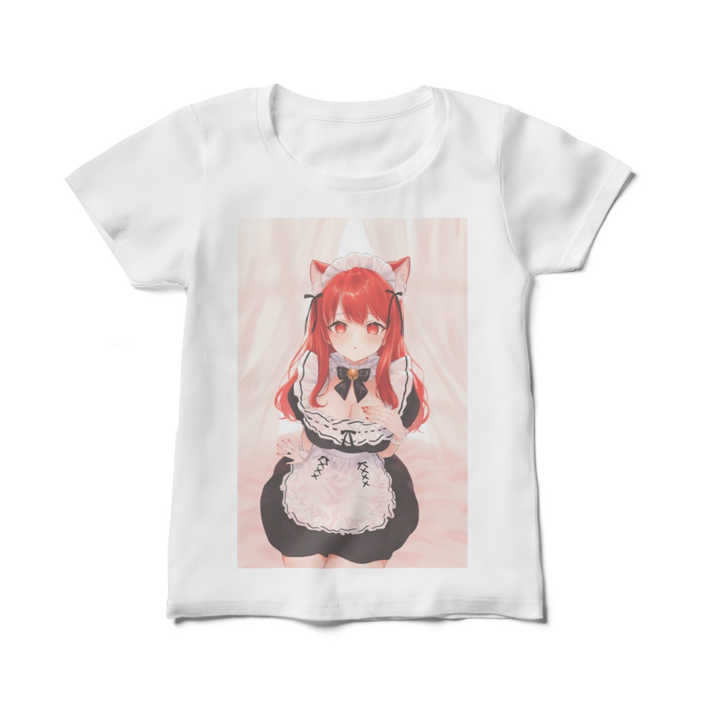 猫耳メイドレディースTシャツ 照れVer.