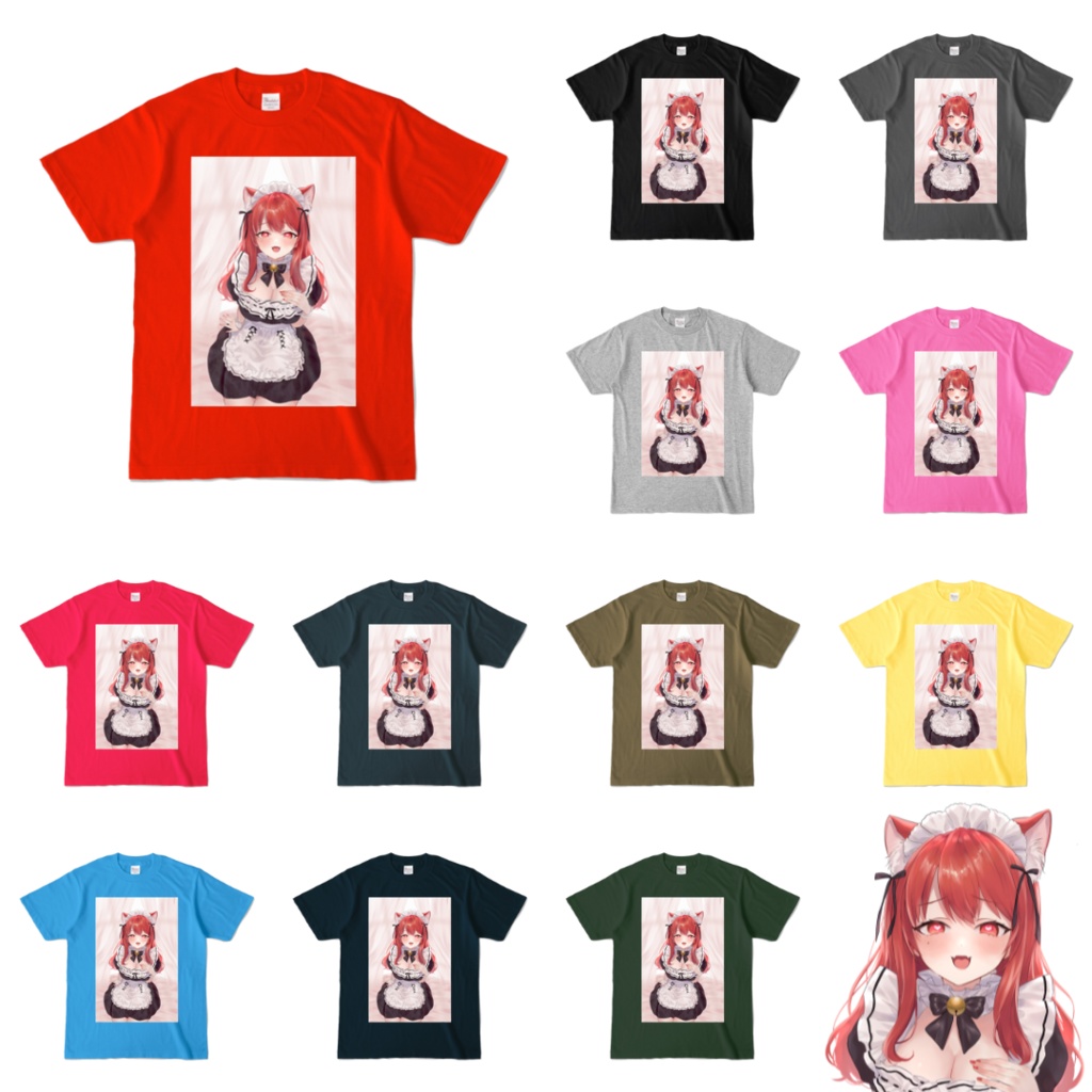 猫耳メイドカラーTシャツ(全12色) メスガキVer.