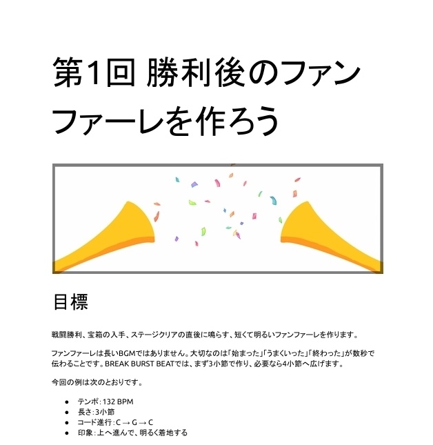 BREAK BURST BEAT ゲーム音楽スターターブック Vol.1（全10章）