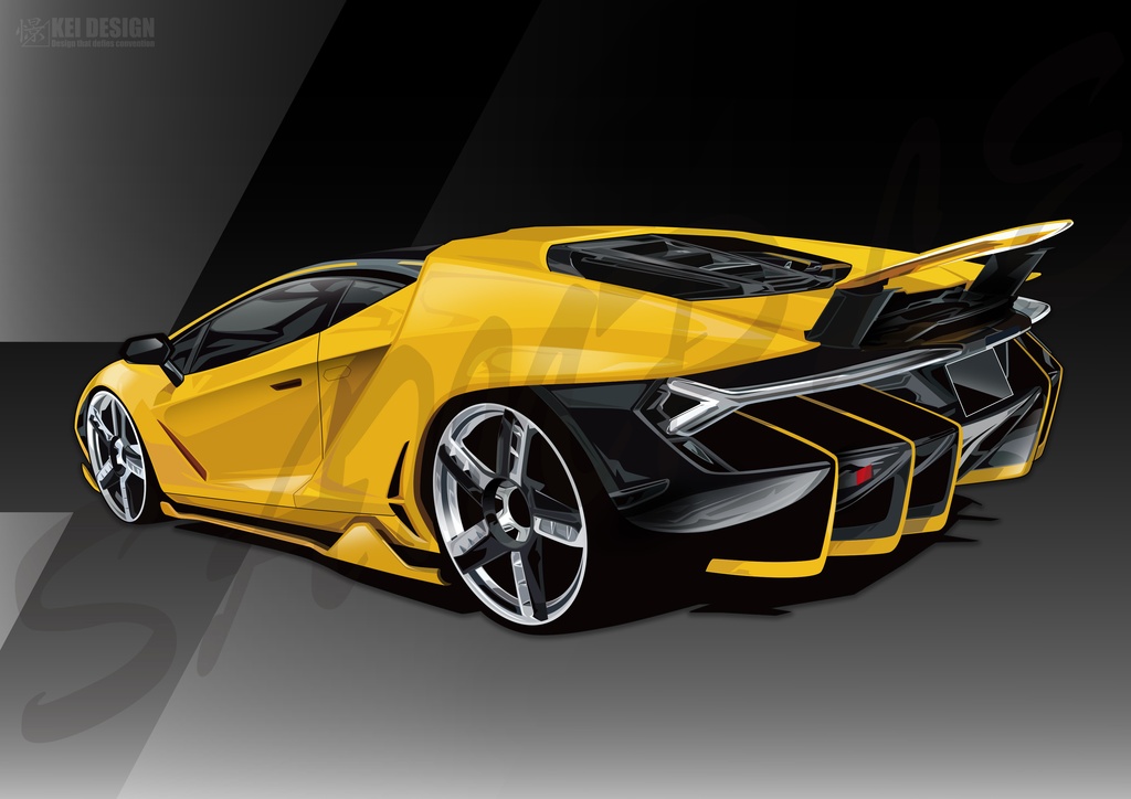 ランボルギーニチェンテナリオ　リア／デジタルアート