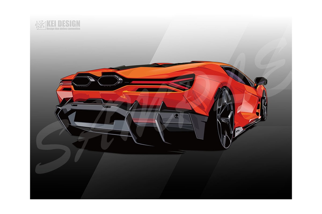 ランボルギーニレヴェルト　リア／デジタルアート