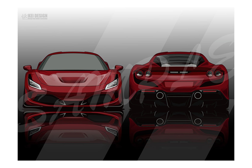 フェラーリF8トリブート前後／デジタルアート