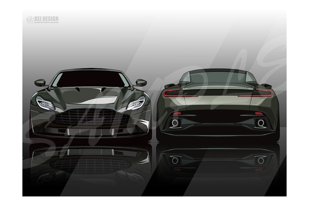アストンマーチンDB11前後／デジタルアート