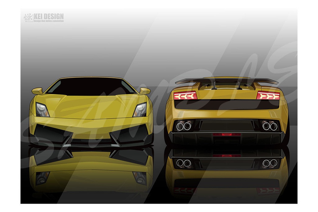 ランボルギーニガヤルド前後／デジタルアート