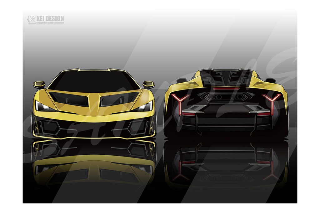 ランボルギーニフェノメノ前後／デジタルアート