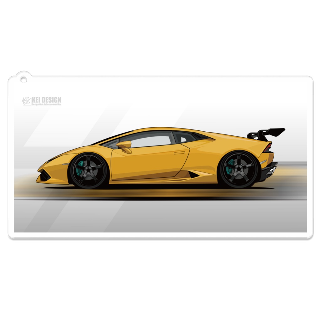 ランボルギーニウラカン横　黄色／アクリルキーホルダー