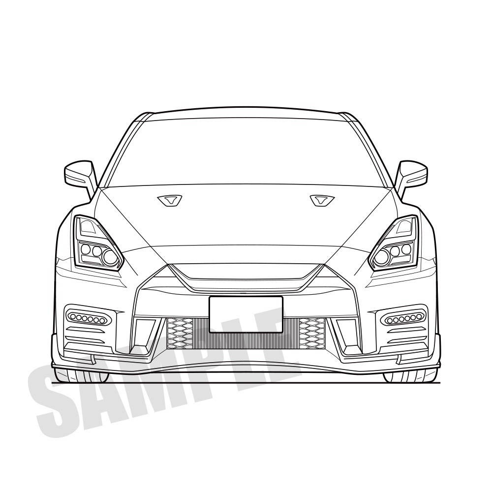 35GTR （前）線画／透過無し　白地PNG