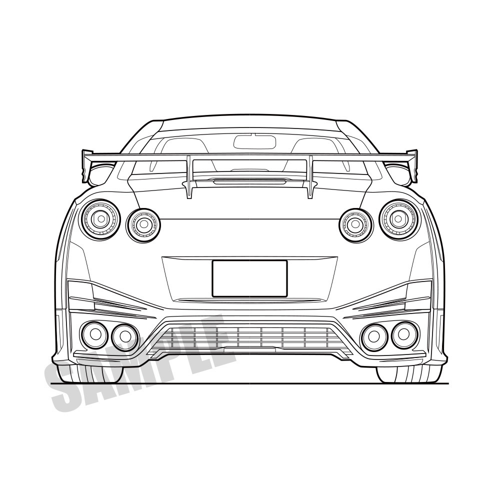 35GTR（後）線画／透過無し　白地PNG