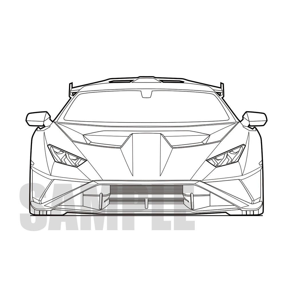 （線画素材）Lamborghini Huracan/透過無し　白地PNG