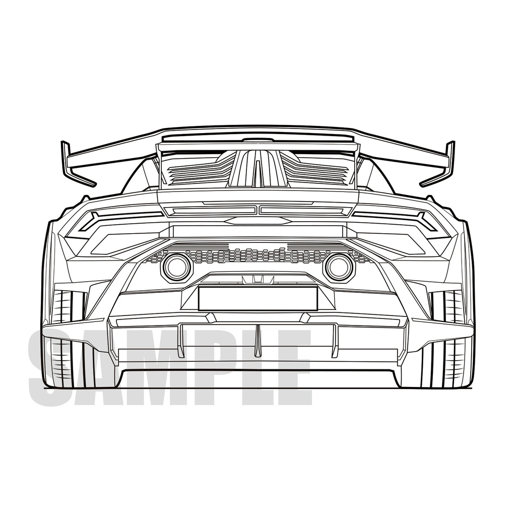 （線画素材）Lamborghini huracan_/透過無し　白地PNG