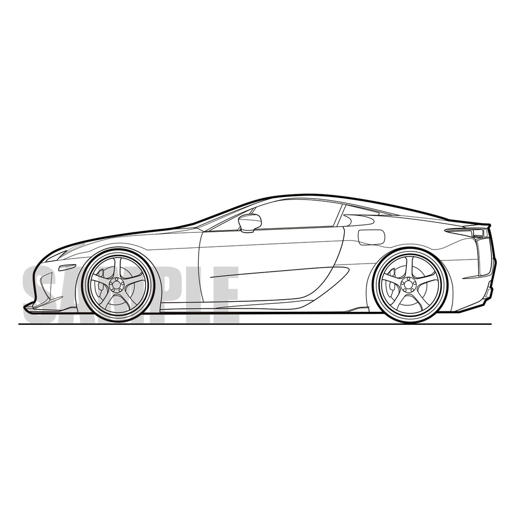 （線画素材）LEXUS LFA-横-/白背景PNG