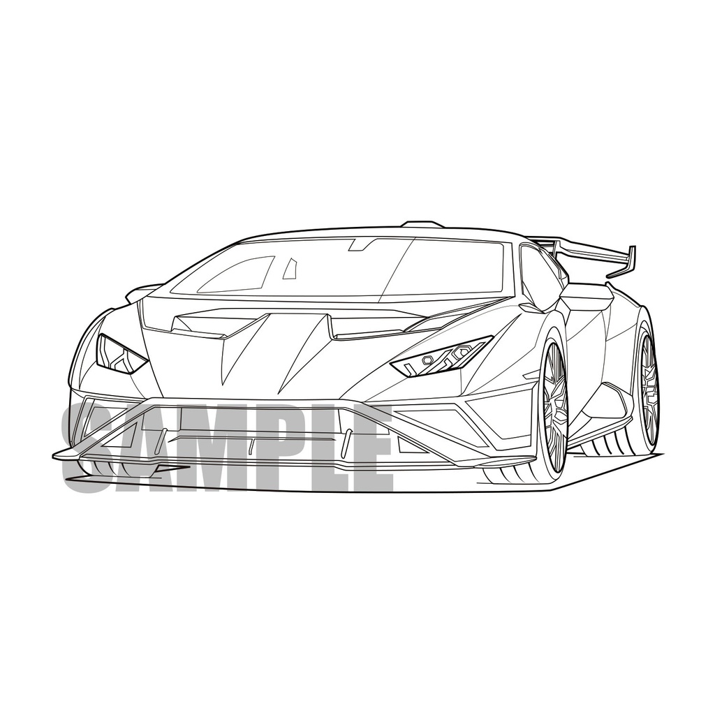 （線画素材）Lamborghini Huracan-FRONTVIEW-/白背景PNG