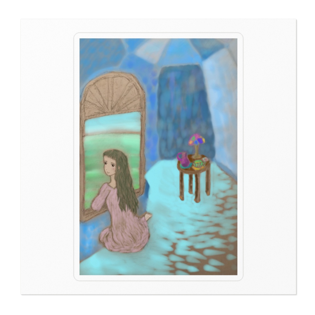 青色の空間_友喜 ステッカー