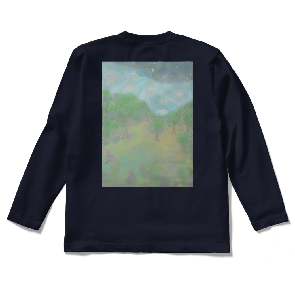 友喜と光の玉&緑の星バックプリント ロングスリーブTシャツ