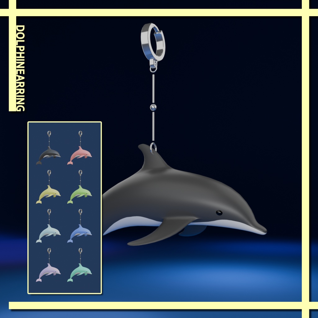 イルカイヤリング / Dolphin Earring 【8Color】