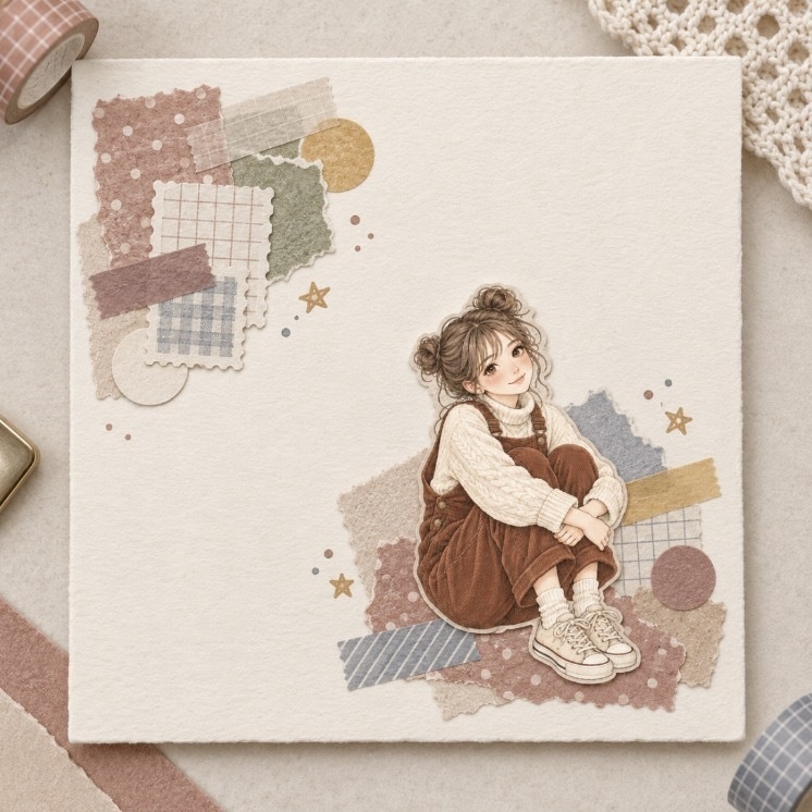 【透過素材】秋の女の子のイラスト素材 / 20点セット /手帳デコ/カード