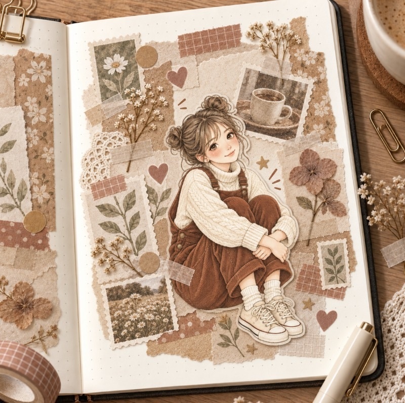 無料お試し【透過素材】秋の女の子のイラスト素材 / 2点セット