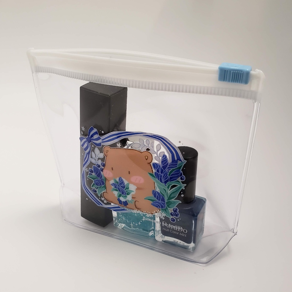 【クリアポーチ】マチ付き くまさん ブルー