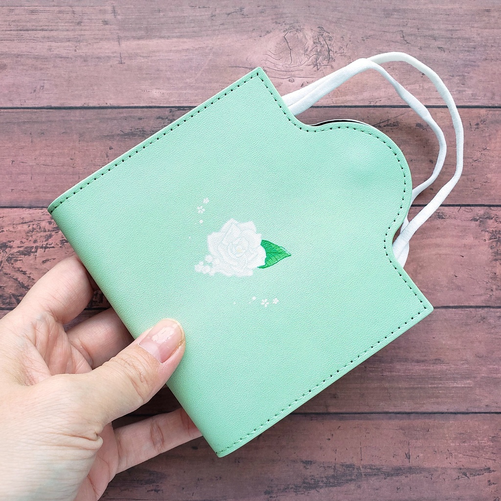 【マスクケース】くまさん 花言葉「クチナシ」PUレザー