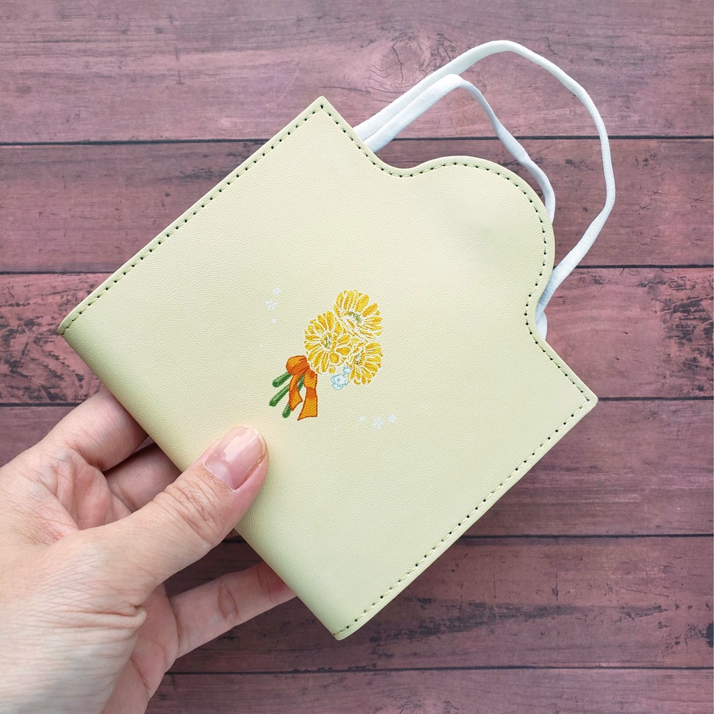 【マスクケース】くまさん 花言葉「ガーベラ」PUレザー