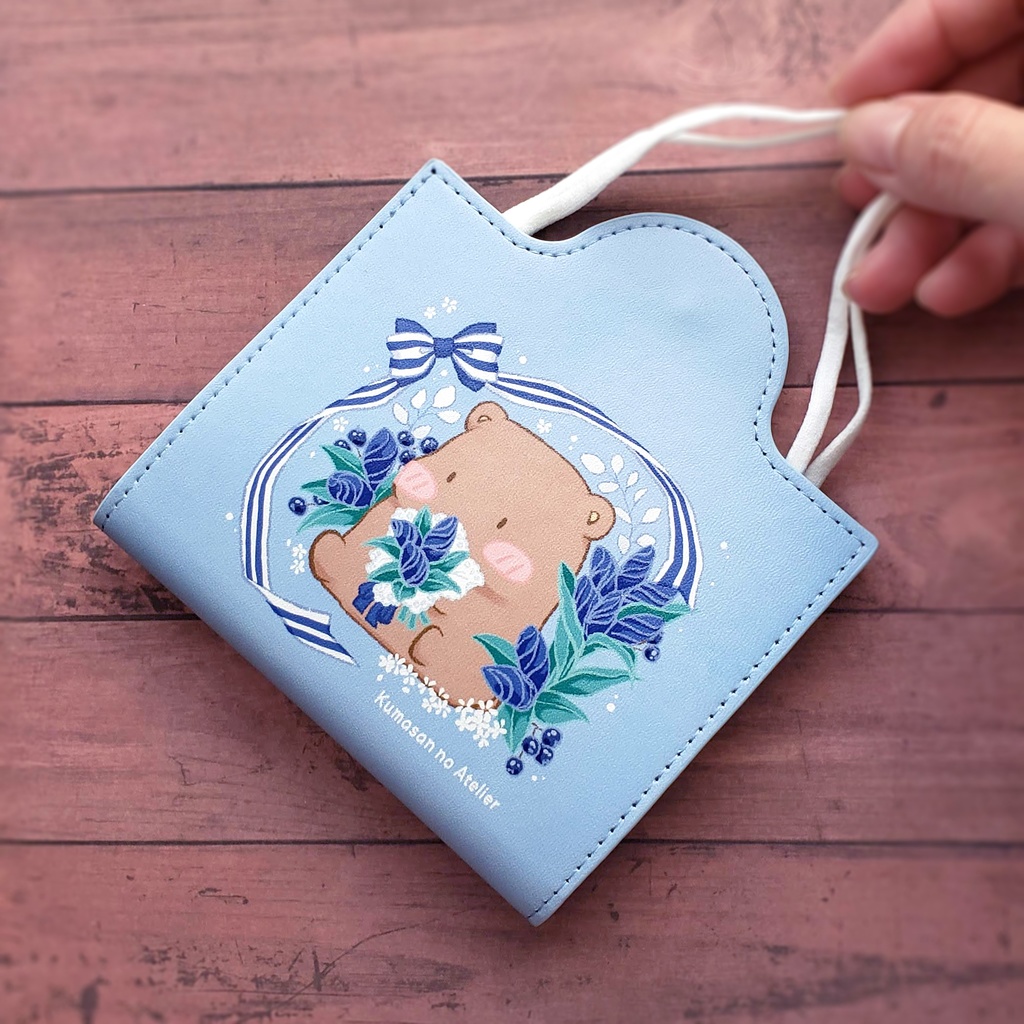 【マスクケース】くまさん 花言葉「リンドウ」PUレザー