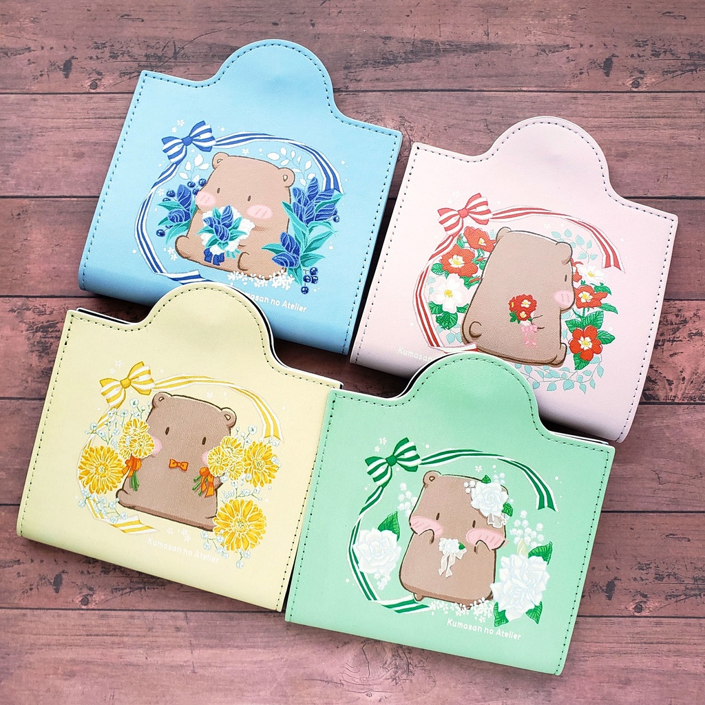 【マスクケース】くまさん 花言葉「リンドウ」PUレザー