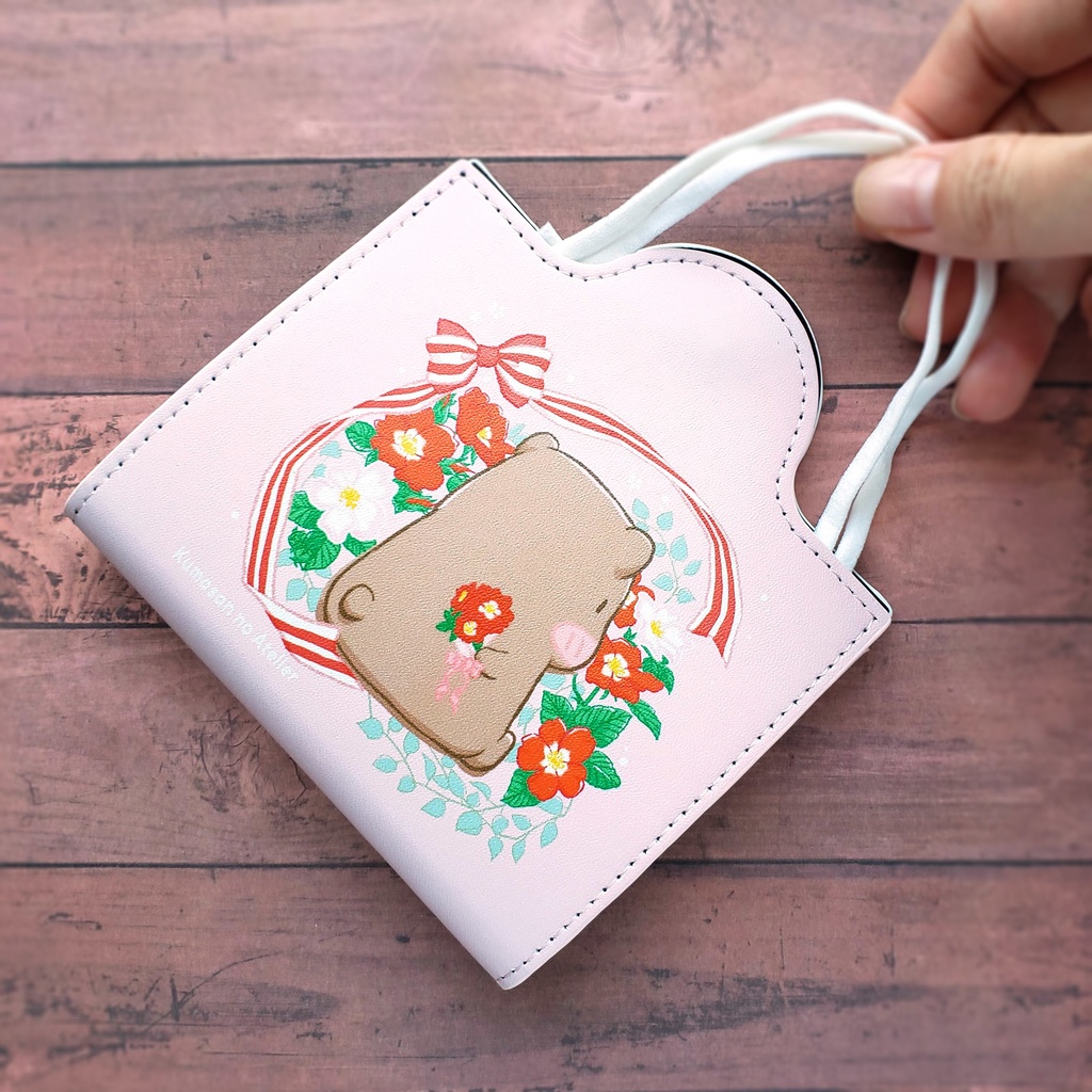 【マスクケース】くまさん 花言葉「バラ」PUレザー