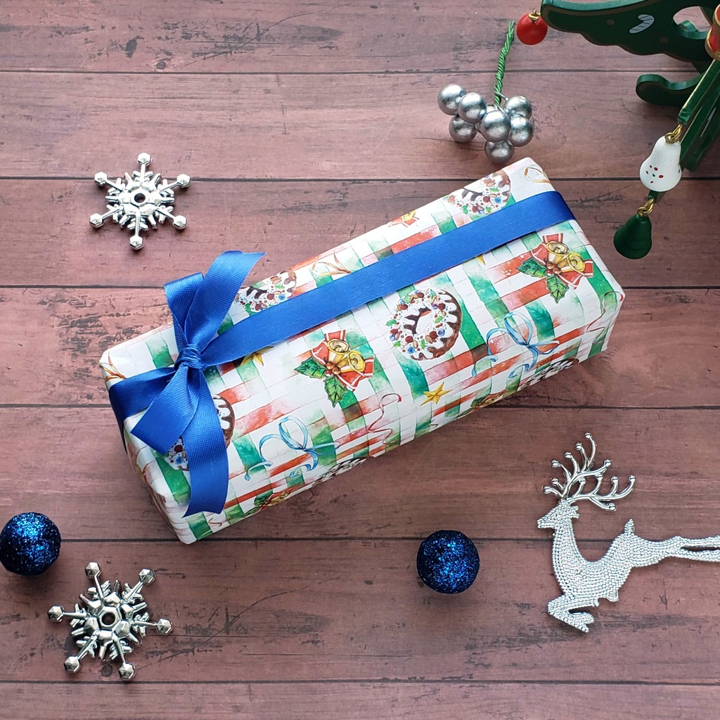 【ラッピングペーパー 】A4 リースケーキ クリスマス 水彩