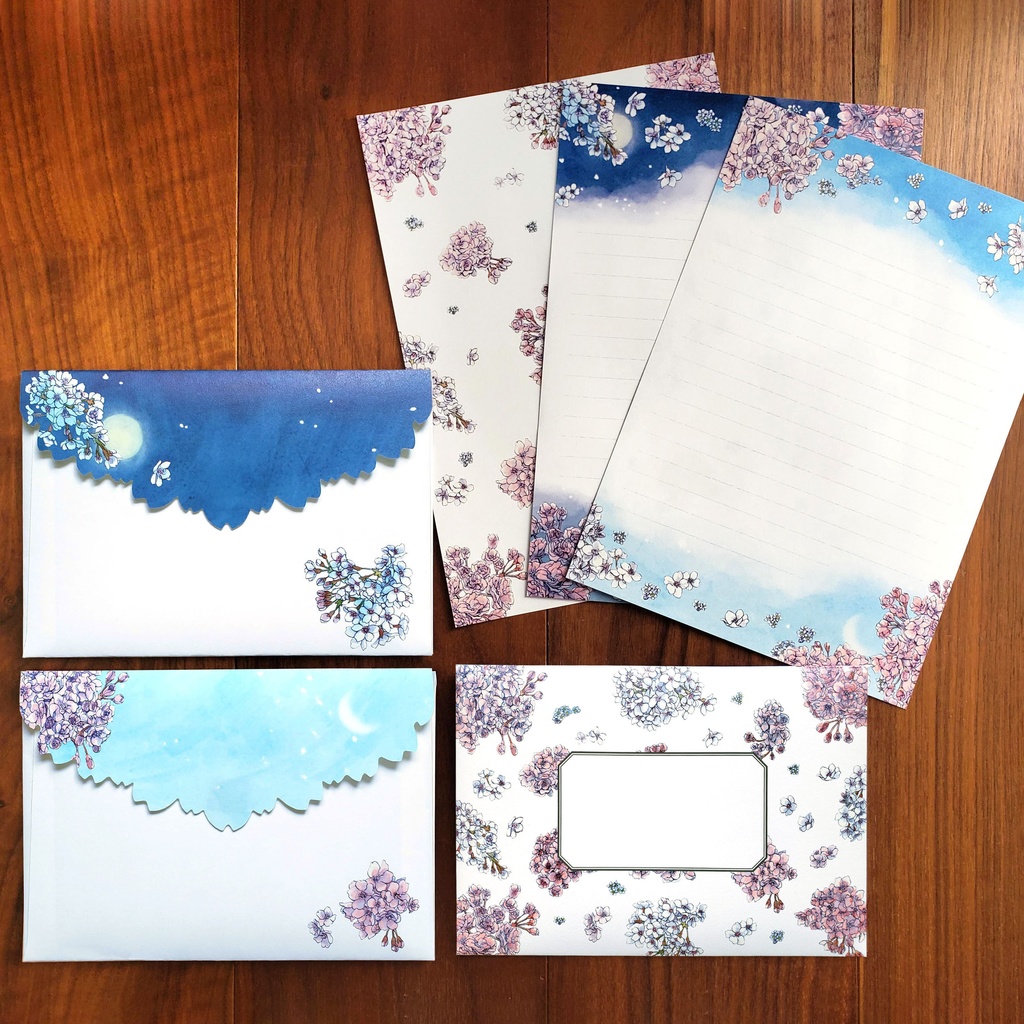 🌸リニューアル再販🌸【レターセット】夜桜・朝桜