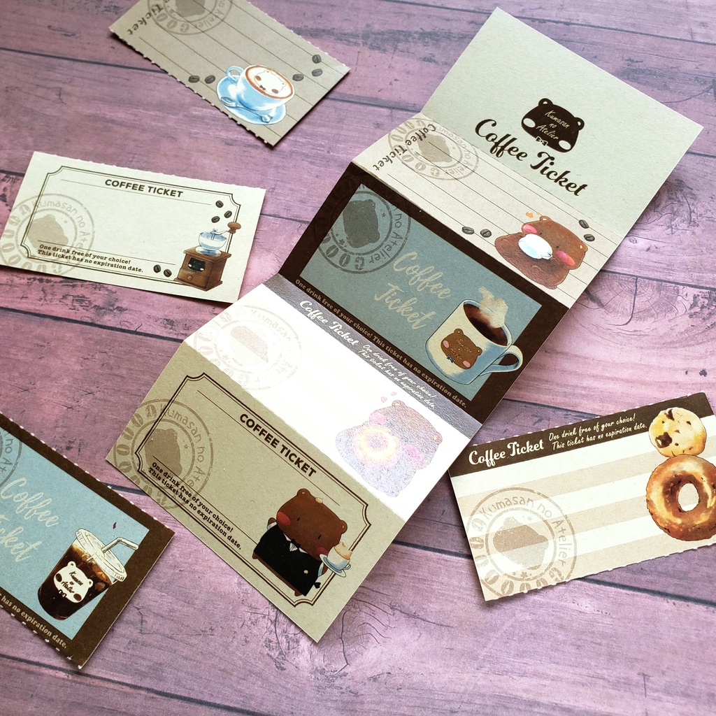 【メモ帳】コーヒーチケット風メモ カフェくま