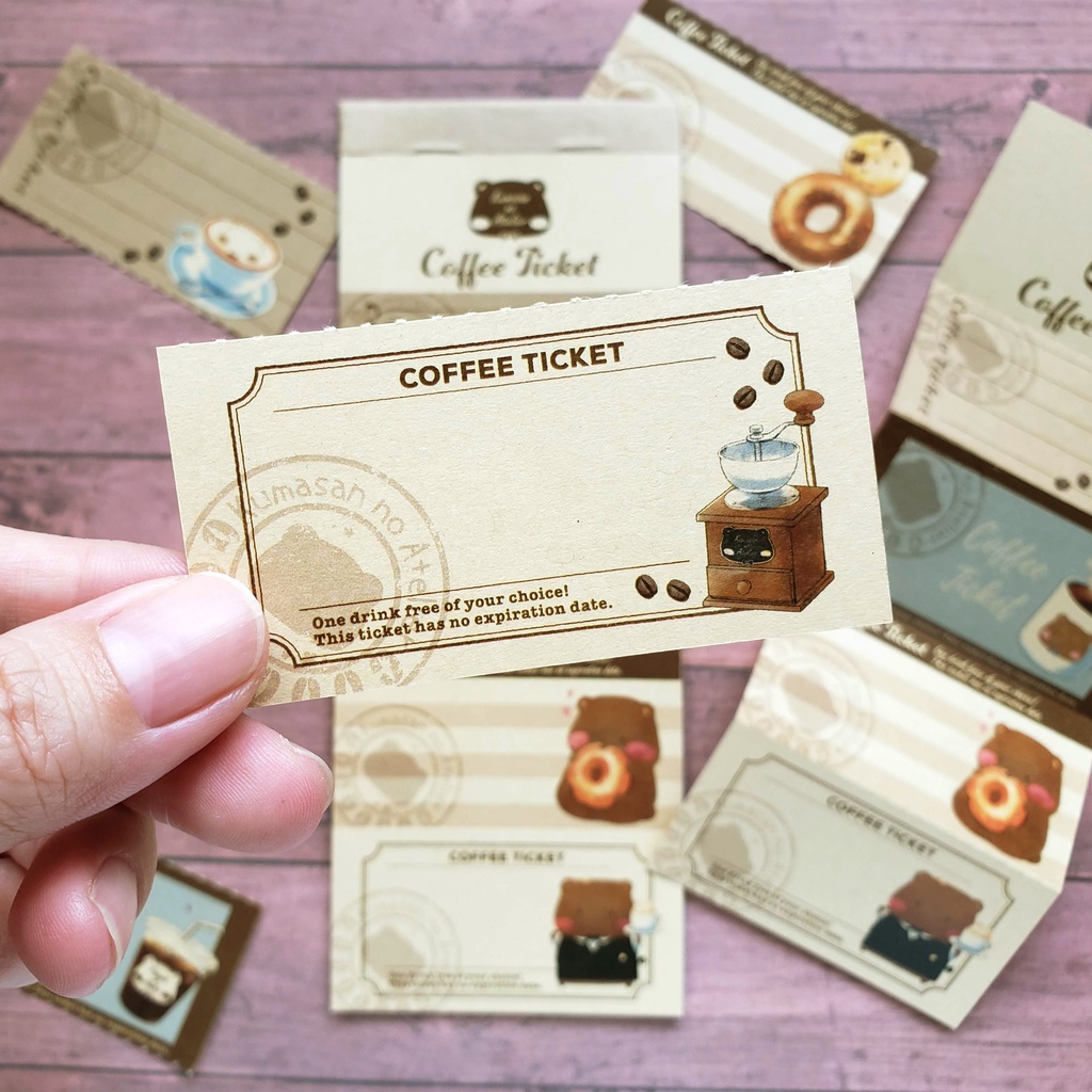 【メモ帳】コーヒーチケット風メモ カフェくま