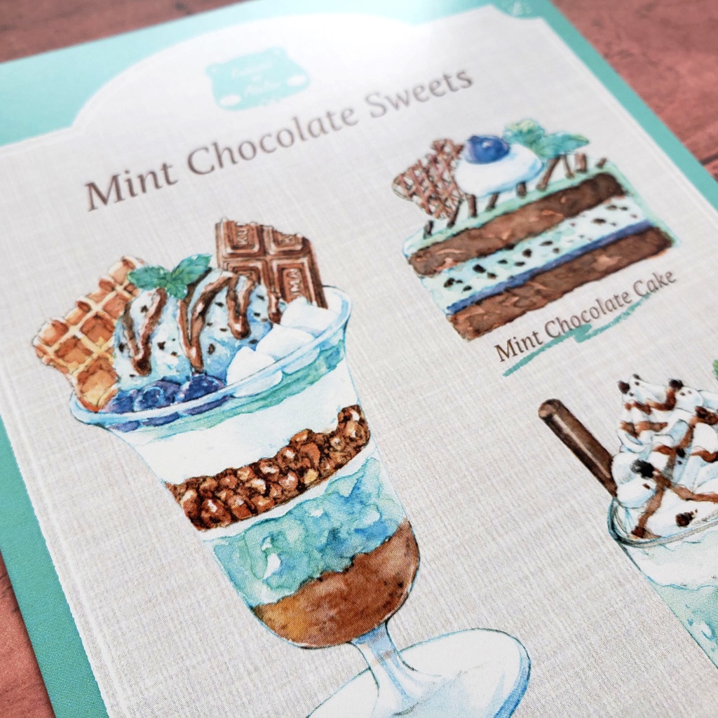 【ポストカード】水彩画 Mint Chocolate Sweets
