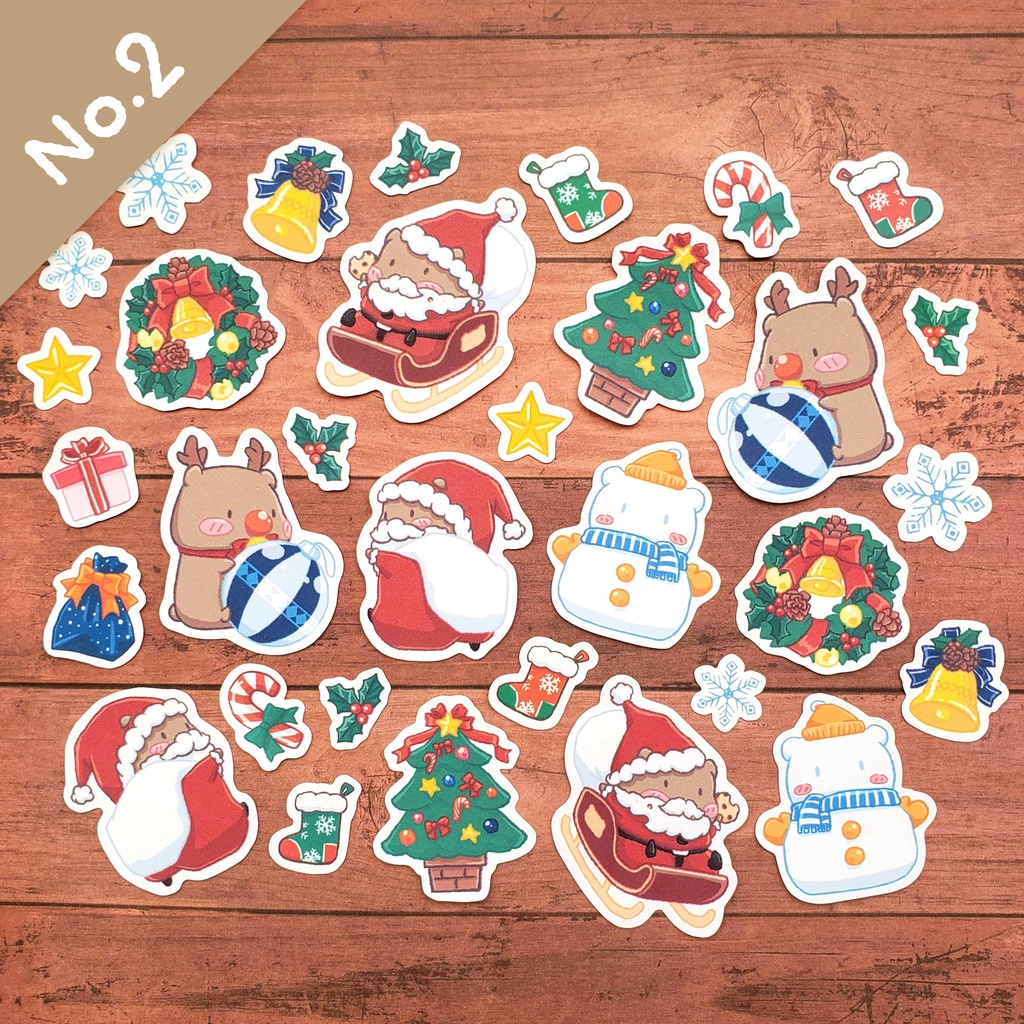 【フレークシール】クリスマスくまさん《No.2》