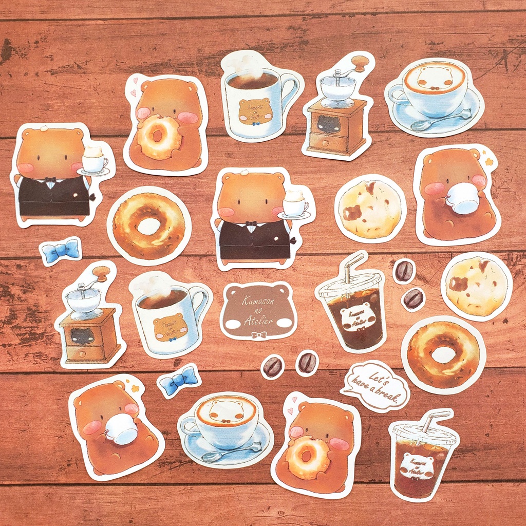 【フレークシール】Cafe Time くまさん