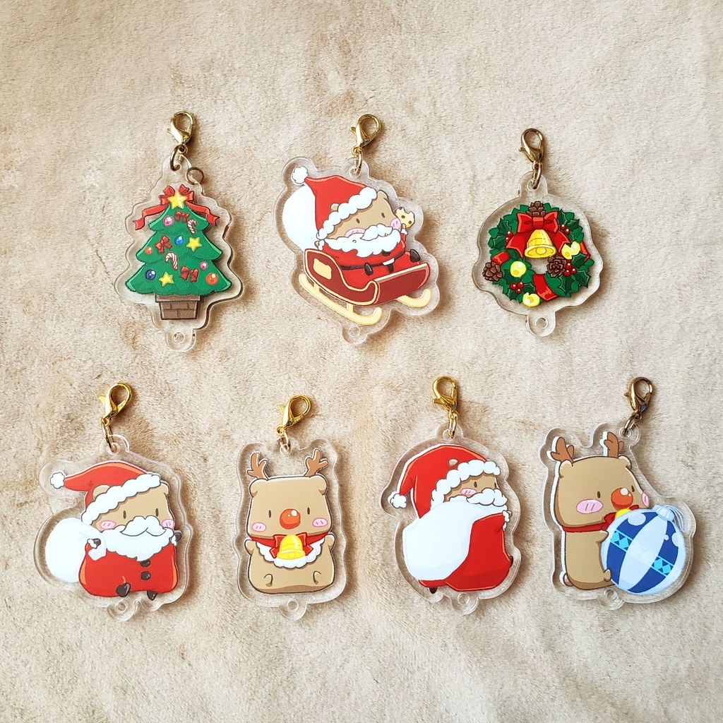 New!【アクリルチャーム】クリスマス くまさん【大】《No.2》