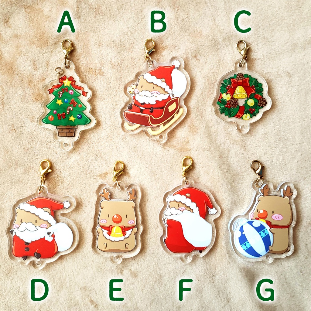 New!【アクリルチャーム】クリスマス くまさん【大】《No.2》