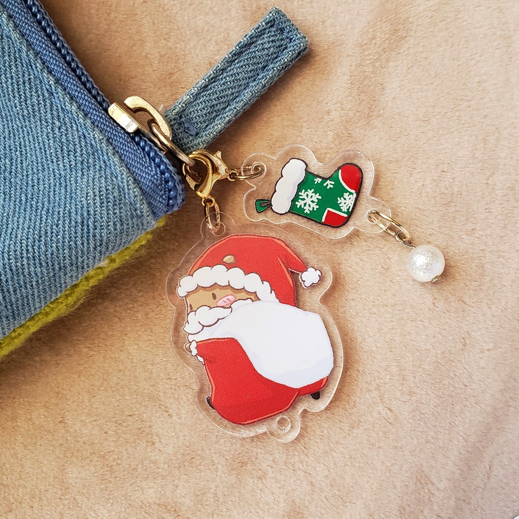 New!【アクリルチャーム】クリスマス くまさん【小】《No.2》
